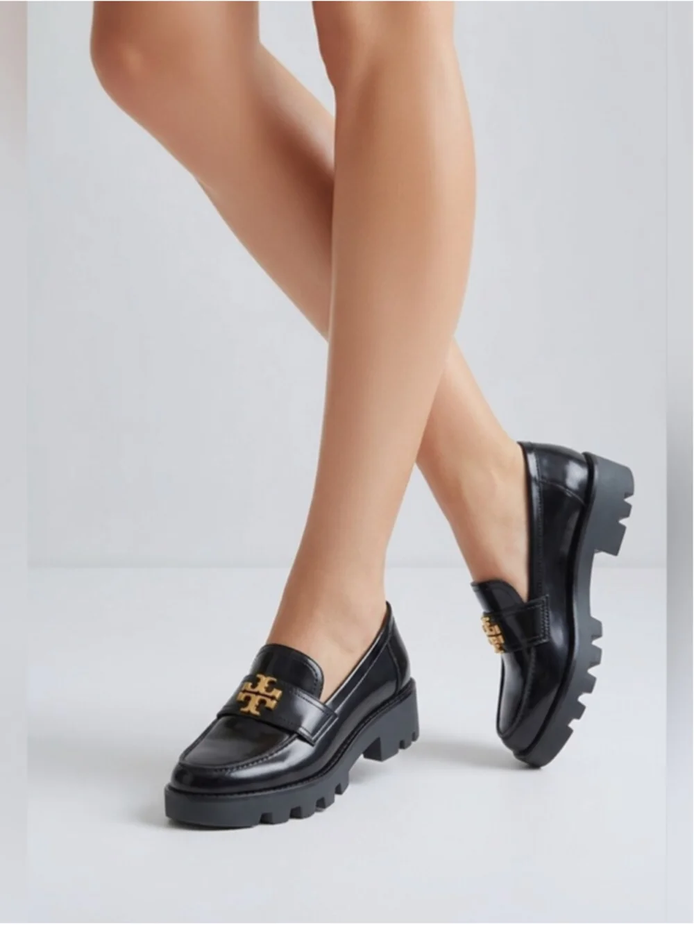 Tory Burch Everly Leather Mini Chunky Loafer Flat Sneaker Shoes